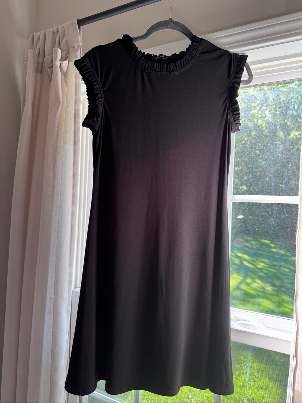 Black Ruffle Sleeve Shift Dress